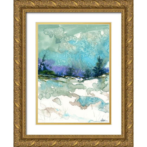 Snow Fields Gold Ornate Wood Framed Art Print with Double Matting by Randy Noble Fine Art