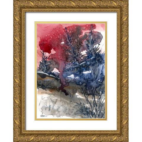 Storm Of Red Gold Ornate Wood Framed Art Print with Double Matting by Randy Noble Fine Art