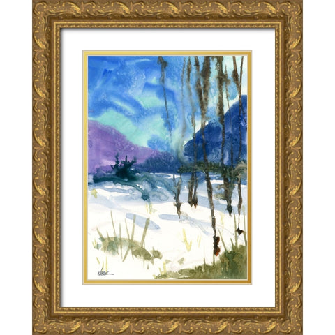 Winters Last Days Gold Ornate Wood Framed Art Print with Double Matting by Randy Noble Fine Art