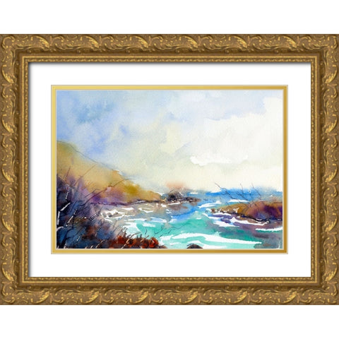 Found Beach Gold Ornate Wood Framed Art Print with Double Matting by Randy Noble Fine Art