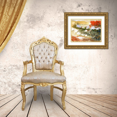 Sunrise Lake Gold Ornate Wood Framed Art Print with Double Matting by Randy Noble Fine Art