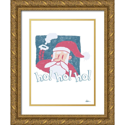 Ho Ho Ho Gold Ornate Wood Framed Art Print with Double Matting by Randy Noble Fine Art