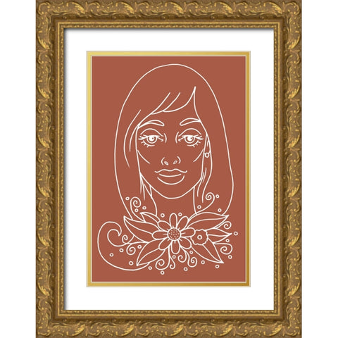 Outline 4 Gold Ornate Wood Framed Art Print with Double Matting by Randy Noble Fine Art
