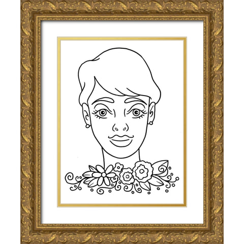 Outline 5 Gold Ornate Wood Framed Art Print with Double Matting by Randy Noble Fine Art