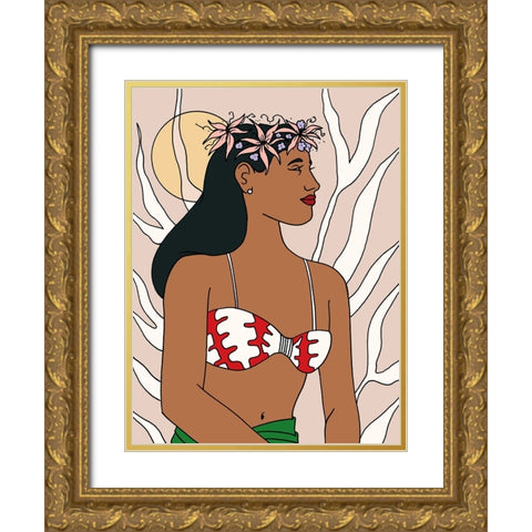 Tropical Beauties 2 Gold Ornate Wood Framed Art Print with Double Matting by Randy Noble Fine Art