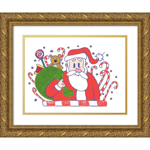 Santas Runhr Gold Ornate Wood Framed Art Print with Double Matting by Randy Noble Fine Art