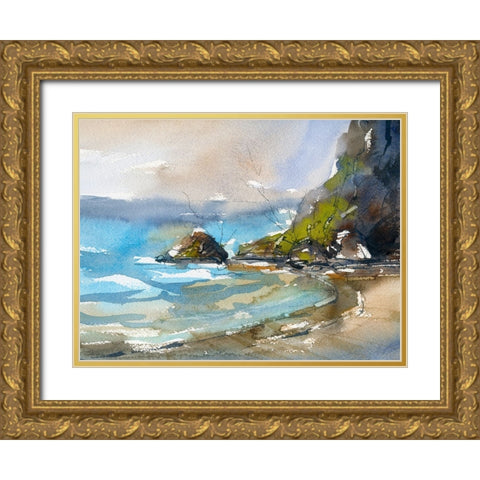 Early Surf Gold Ornate Wood Framed Art Print with Double Matting by Randy Noble Fine Art
