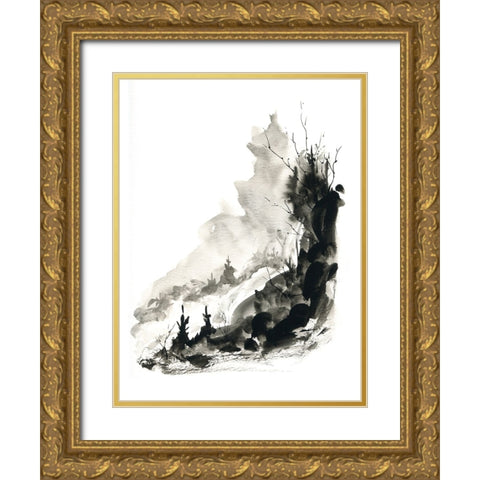 Flowing Water Gold Ornate Wood Framed Art Print with Double Matting by Randy Noble Fine Art