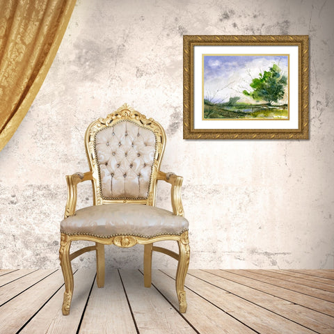 Taylors Pond Gold Ornate Wood Framed Art Print with Double Matting by Randy Noble Fine Art