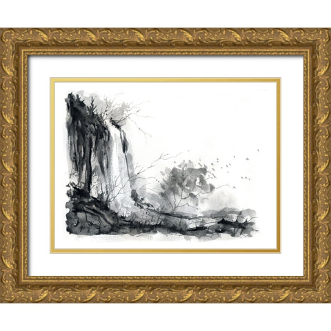 Waterfall Gold Ornate Wood Framed Art Print with Double Matting by Randy Noble Fine Art
