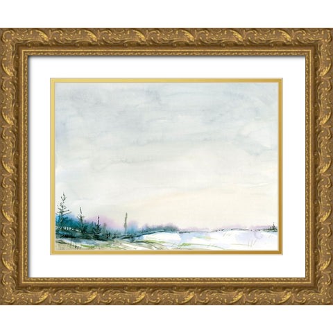 Winter Hike Gold Ornate Wood Framed Art Print with Double Matting by Randy Noble Fine Art
