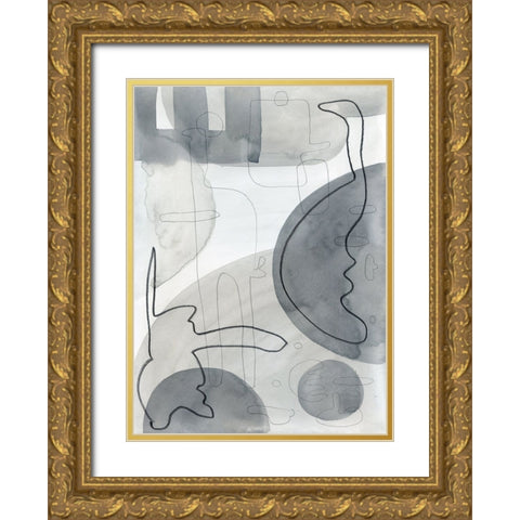 Lines Mingle Gold Ornate Wood Framed Art Print with Double Matting by Randy Noble Fine Art