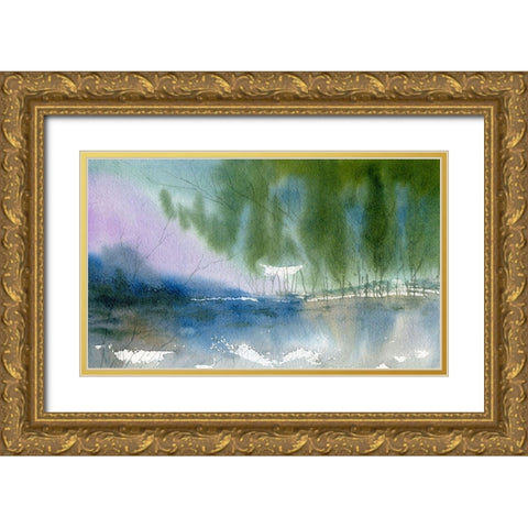 Purple Mountains Gold Ornate Wood Framed Art Print with Double Matting by Randy Noble Fine Art