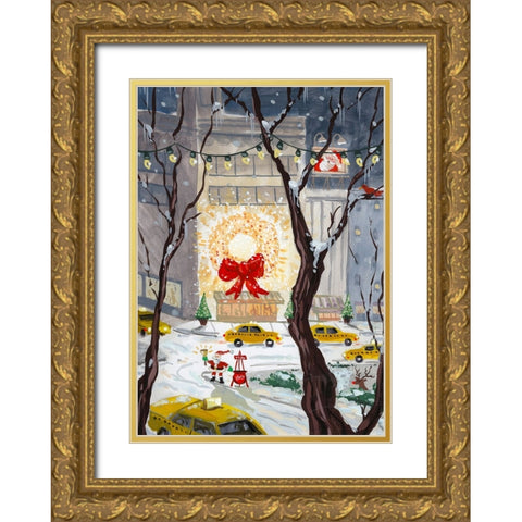 City Holiday Gold Ornate Wood Framed Art Print with Double Matting by Randy Noble Fine Art