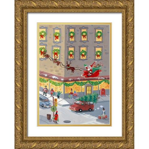 Holiday Shops Gold Ornate Wood Framed Art Print with Double Matting by Randy Noble Fine Art