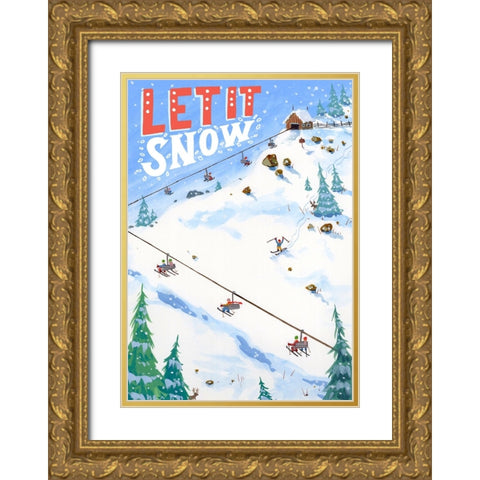 Let It Snow 2 Gold Ornate Wood Framed Art Print with Double Matting by Randy Noble Fine Art