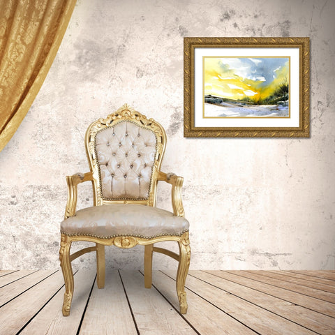 Poetic Winter Gold Ornate Wood Framed Art Print with Double Matting by Randy Noble Fine Art