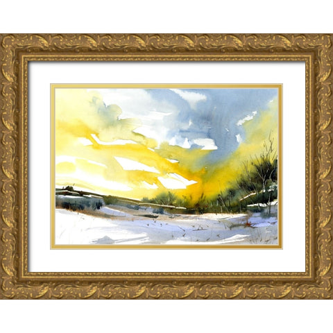Poetic Winter Gold Ornate Wood Framed Art Print with Double Matting by Randy Noble Fine Art