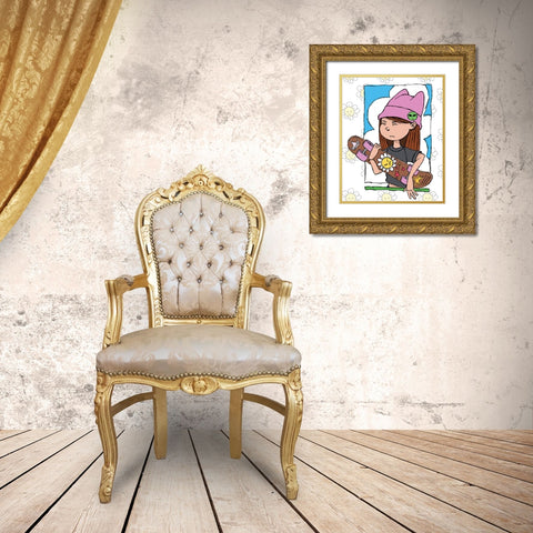 Skate Girl Gold Ornate Wood Framed Art Print with Double Matting by Randy Noble Fine Art