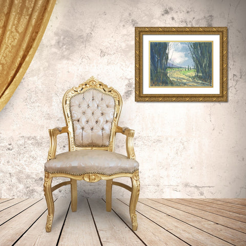 Distant Valley Gold Ornate Wood Framed Art Print with Double Matting by Randy Noble Fine Art