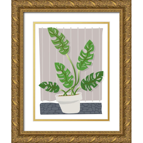 Monstera Gold Ornate Wood Framed Art Print with Double Matting by Randy Noble Fine Art