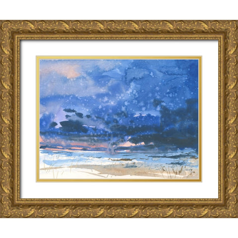 Ocean Storms Gold Ornate Wood Framed Art Print with Double Matting by Randy Noble Fine Art