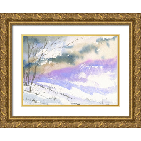 Ski North Gold Ornate Wood Framed Art Print with Double Matting by Randy Noble Fine Art