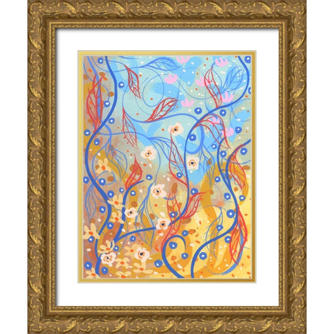 Ascending Flora Gold Ornate Wood Framed Art Print with Double Matting by Randy Noble Fine Art
