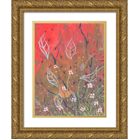 Emboldened Reds Gold Ornate Wood Framed Art Print with Double Matting by Randy Noble Fine Art