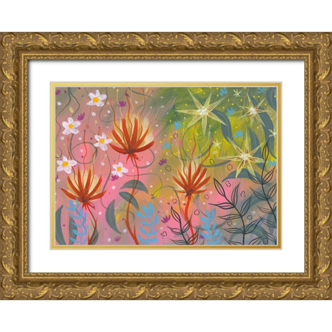 Garden Burst Gold Ornate Wood Framed Art Print with Double Matting by Randy Noble Fine Art