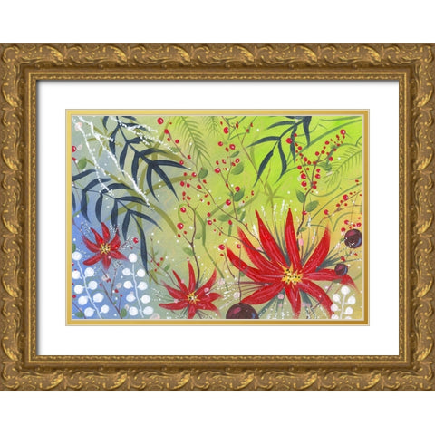 Holiday Garden Gold Ornate Wood Framed Art Print with Double Matting by Randy Noble Fine Art