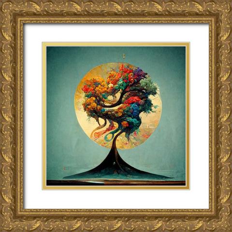 A010 Tree Of Life Gold Ornate Wood Framed Art Print with Double Matting by Heere, Ray