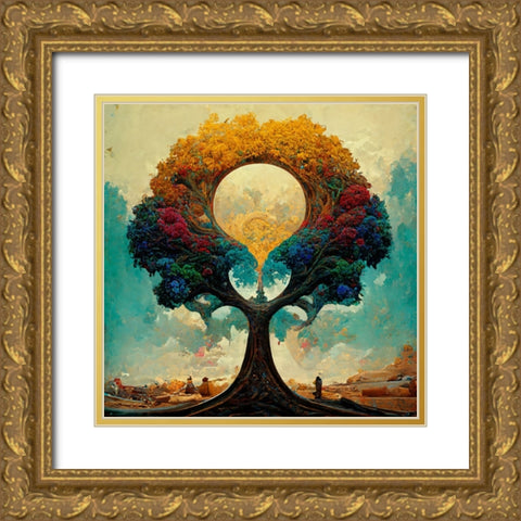 A012 Tree Of Life Gold Ornate Wood Framed Art Print with Double Matting by Heere, Ray