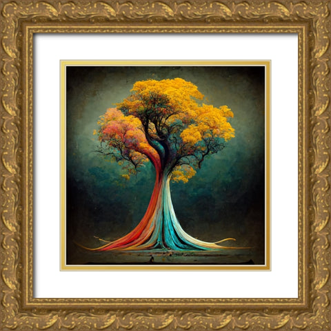 A013 Tree Of Life Gold Ornate Wood Framed Art Print with Double Matting by Heere, Ray