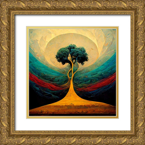 A014 Tree Of Life Gold Ornate Wood Framed Art Print with Double Matting by Heere, Ray