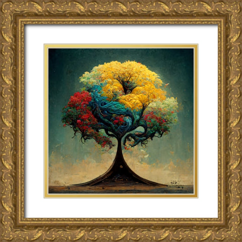 A016 Tree Of Life Gold Ornate Wood Framed Art Print with Double Matting by Heere, Ray