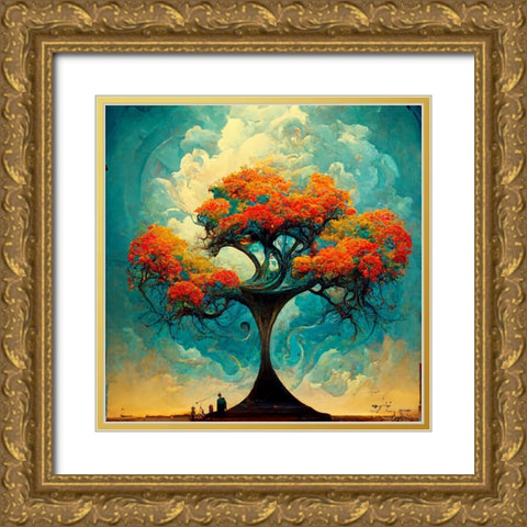 A017 Tree Of Life Gold Ornate Wood Framed Art Print with Double Matting by Heere, Ray