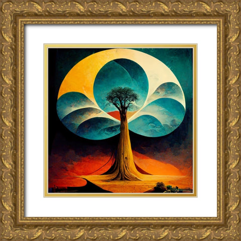 A034 Tree Of Life Gold Ornate Wood Framed Art Print with Double Matting by Heere, Ray