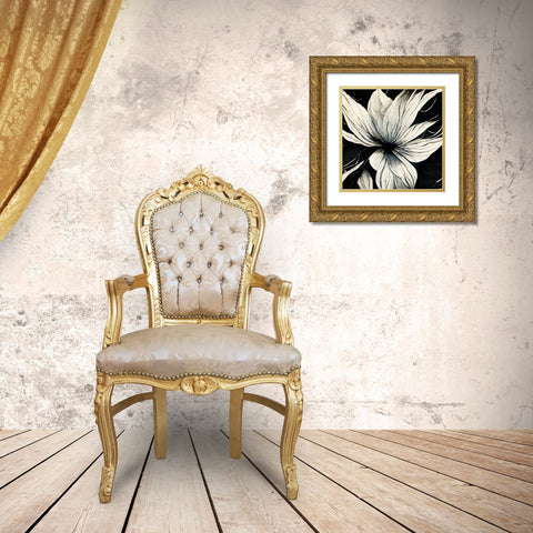B032 Flowers Black White Gold Ornate Wood Framed Art Print with Double Matting by Heere, Ray