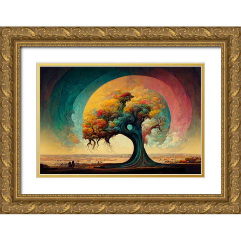 A038 Tree Of Life Gold Ornate Wood Framed Art Print with Double Matting by Heere, Ray