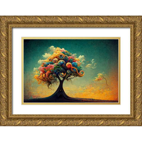 A051 Tree Of Life Gold Ornate Wood Framed Art Print with Double Matting by Heere, Ray