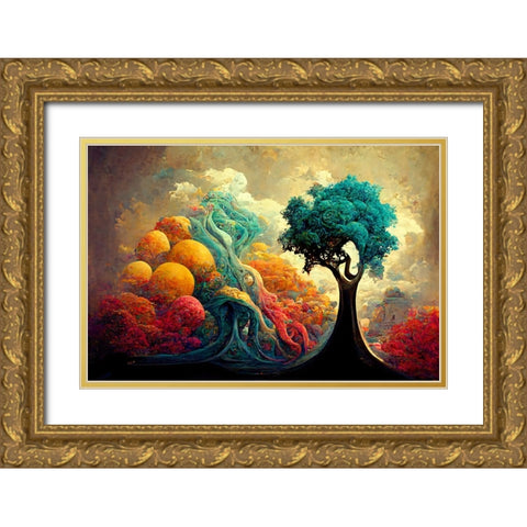 A053 Tree Of Life Gold Ornate Wood Framed Art Print with Double Matting by Heere, Ray
