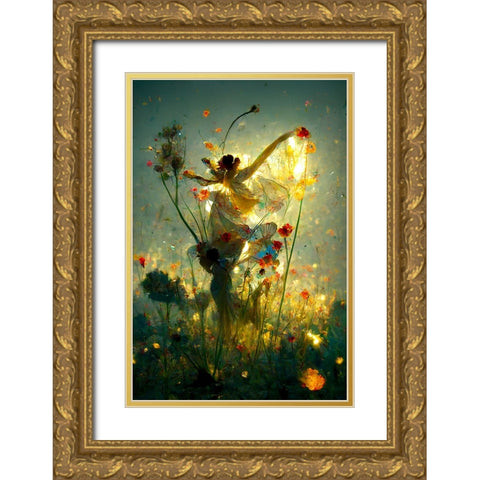 G002 Flower Dance Gold Ornate Wood Framed Art Print with Double Matting by Heere, Ray