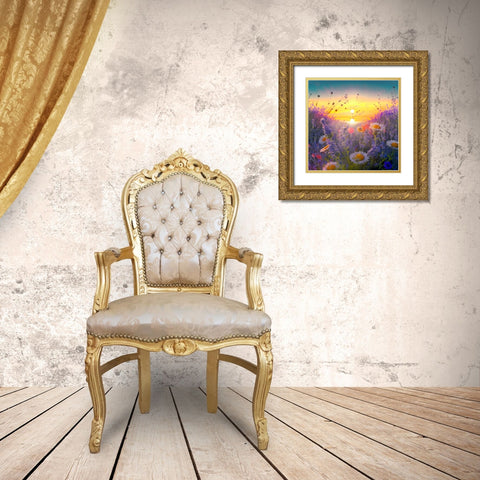 H002 Flowering Fields Gold Ornate Wood Framed Art Print with Double Matting by Heere, Ray