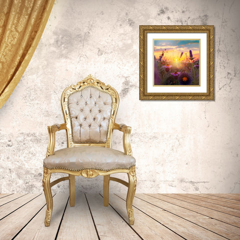 H006 Flowering Fields Gold Ornate Wood Framed Art Print with Double Matting by Heere, Ray