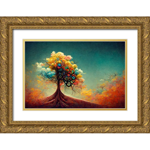 A070 Tree Of Life Gold Ornate Wood Framed Art Print with Double Matting by Heere, Ray
