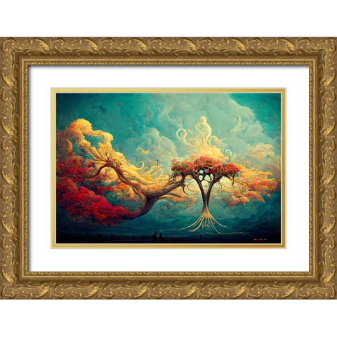 A072 Tree Of Life Gold Ornate Wood Framed Art Print with Double Matting by Heere, Ray