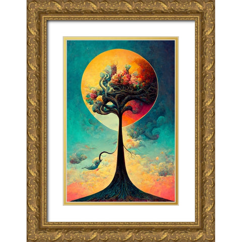 A087 Tree Of Life Gold Ornate Wood Framed Art Print with Double Matting by Heere, Ray
