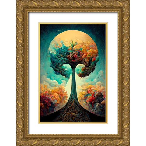 A090 Tree Of Life Gold Ornate Wood Framed Art Print with Double Matting by Heere, Ray
