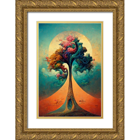 A097 Tree Of Life Gold Ornate Wood Framed Art Print with Double Matting by Heere, Ray